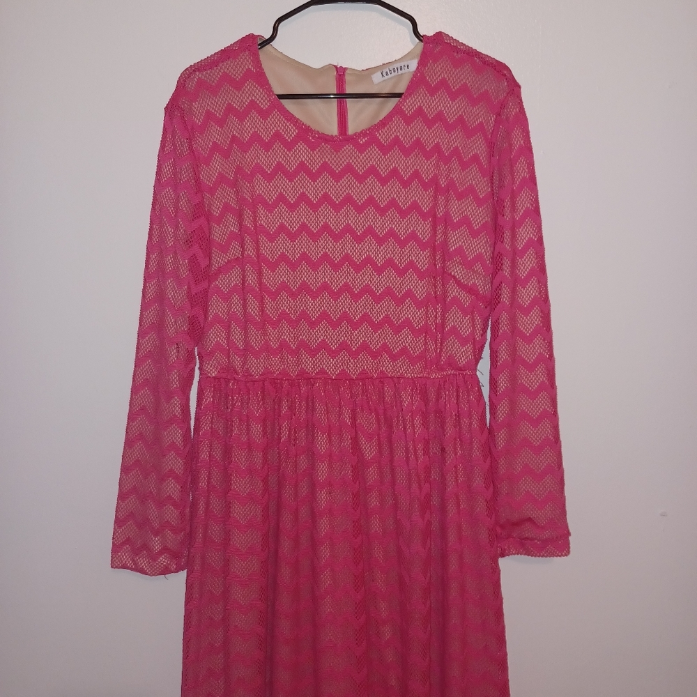 Pink Chevron Lace Dress